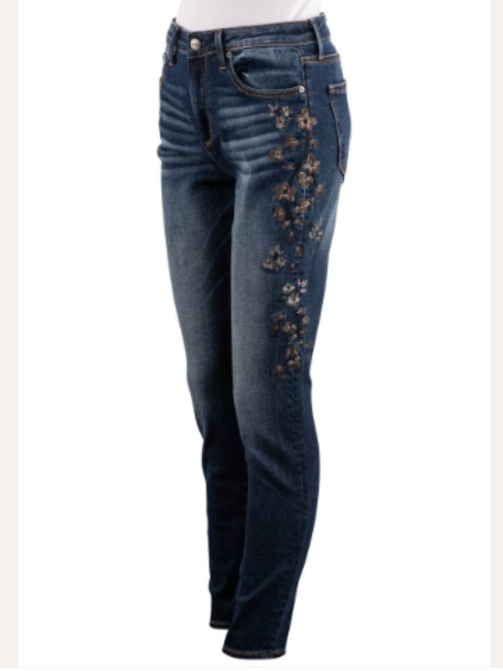 Driftwood Jackie High Rise Metallic Buds Western Jeans Size 28 Dark Wash Stretch